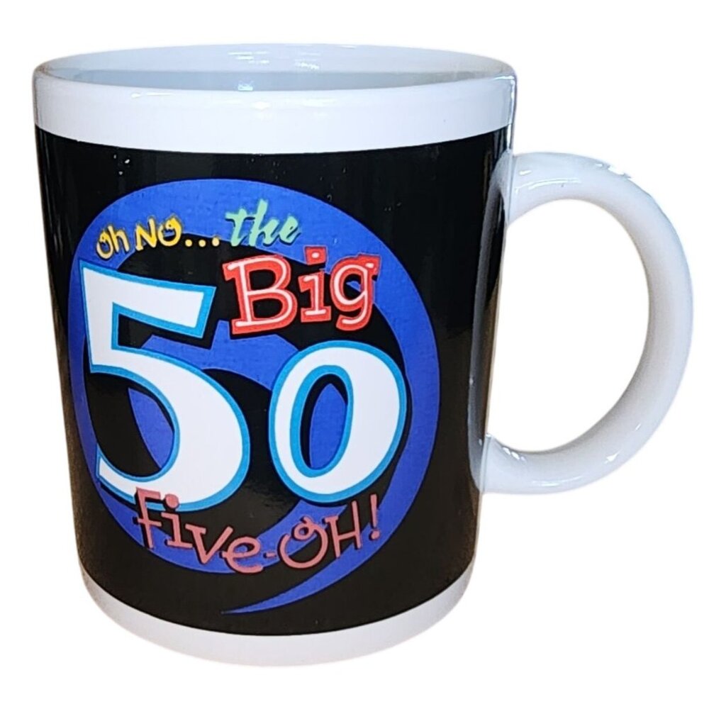 Vintage Amscan 50th Birthday Coffee Cup Mug Oh No The Big 50 Five-Oh Funny